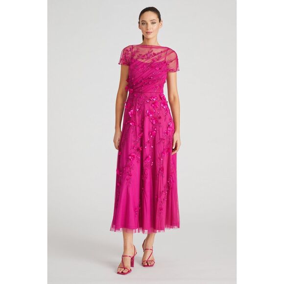 Theia Leona Sequin-Embellished Midi-Dress US 4 $895 - Picture 1 of 11